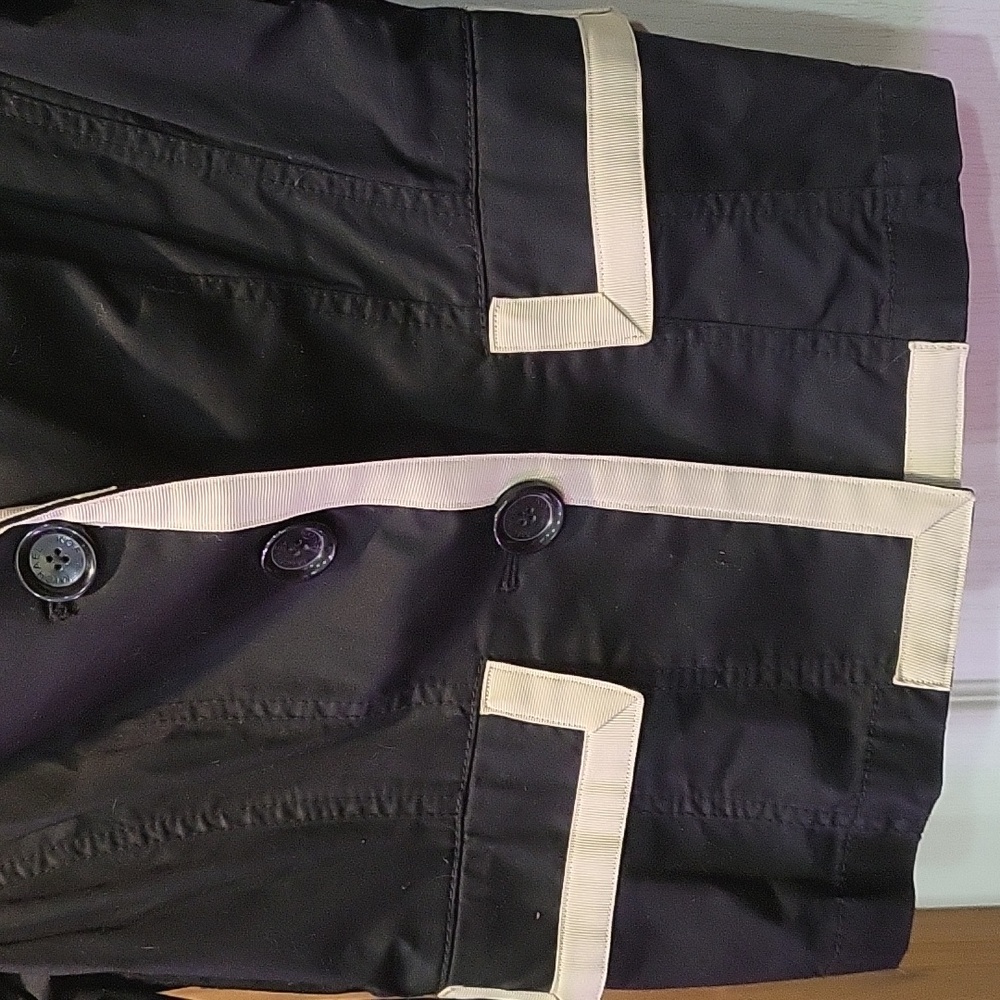 Michael Kors M 8 Chino Black And Tan tipped Blazer Jacket Excellent 3/4 slv - Picture 2 of 5